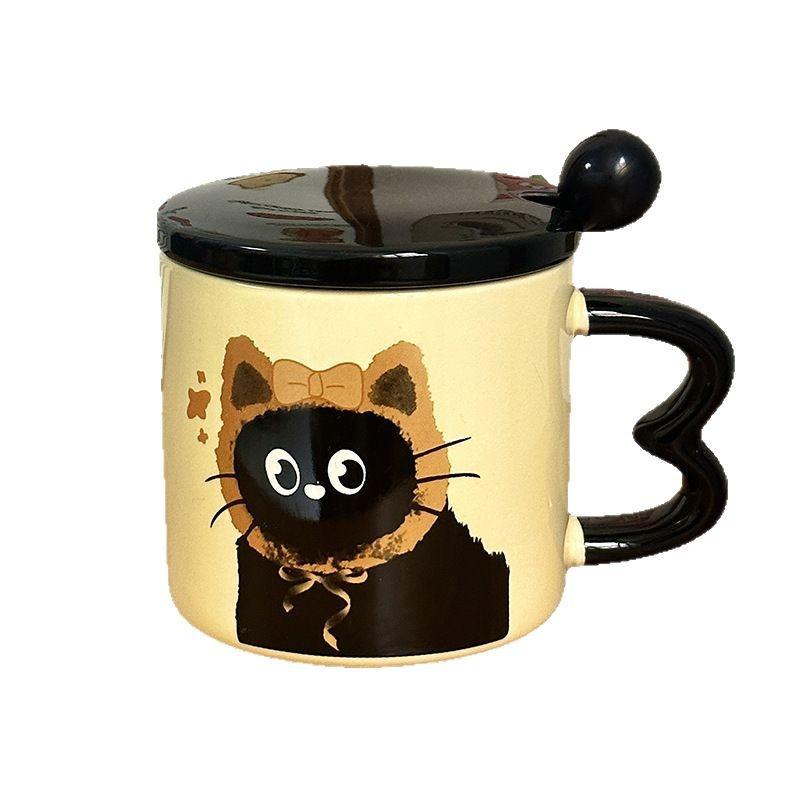 Cute Cup Ceramic Cup with Lid Cartoon Gift Water Cup High Looking Souvenir Creative Personalized Mug Cat
