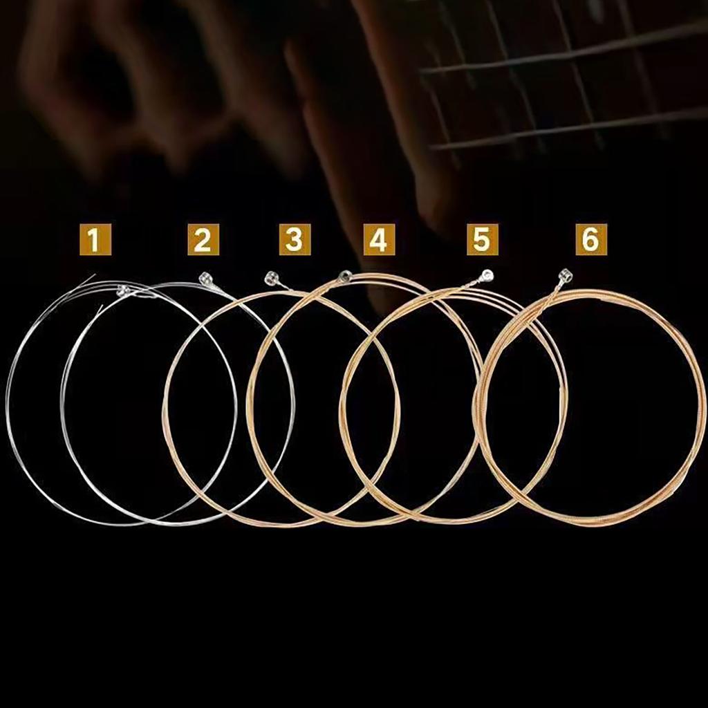 6Pcs Colorful Folk Acoustic Guitar Strings Set Copper Guitar Strings Set Multiple Colored Acoustic Guitar Strings Set