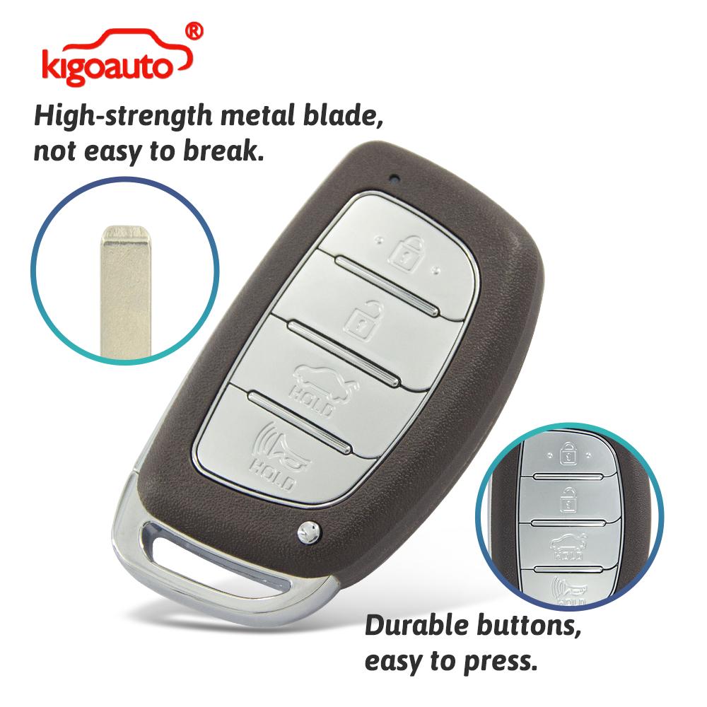 kigoauto Smart key shell case 4 button Trunk for Hyundai Elantra 2016 2017 2018 No battery holder