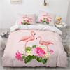 Cartoon Flamingo King Queen Duvet Cover Pink Animal Bedding Set for Boys Teens Adult Wildlife Soft 2/3pcs Quilt Cover Pillowcase