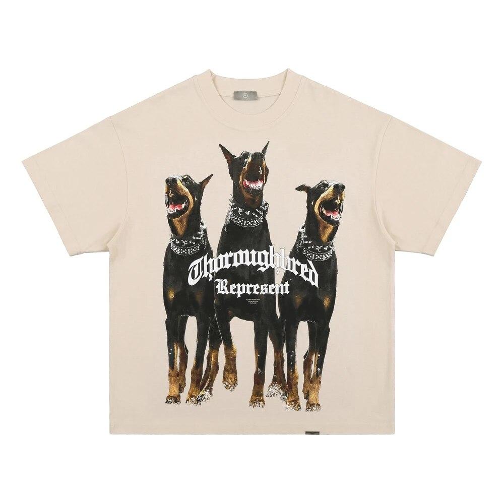 

Harajuku T-Shirt Men s 2022 Summer Dog Letter Printed T Shirt Hip Hop Streetwear Cotton Oversized Loose Washed Top Tees