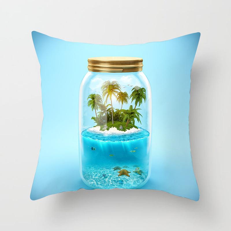 Tourist Scenic Spot Series Patterns Throw Pillow Cover With Short Plush Print For Living Room Sofa Decoration Cushion Cover