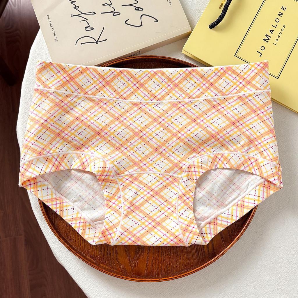 Großgrößen Damen Neue Frühjahrs- und Sommer-Karos 10A Antibakterielle Baumwolle im Schritt Nahtlos Kleiner flacher Winkel Slip