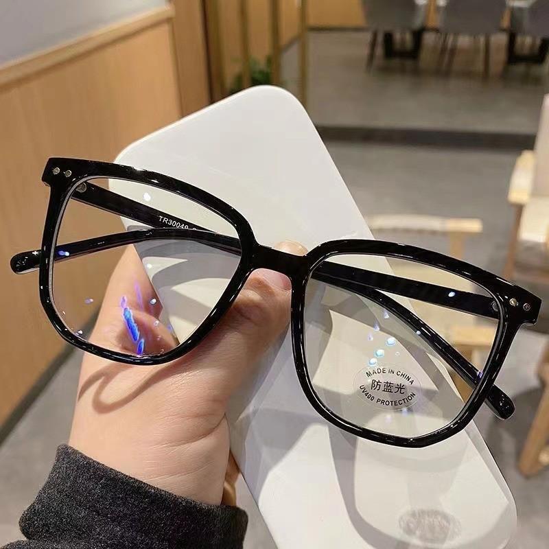 2PCS Fashionable Decorative Anti-Blue Light Flat Glasses Oval-Shaped Frame For Women