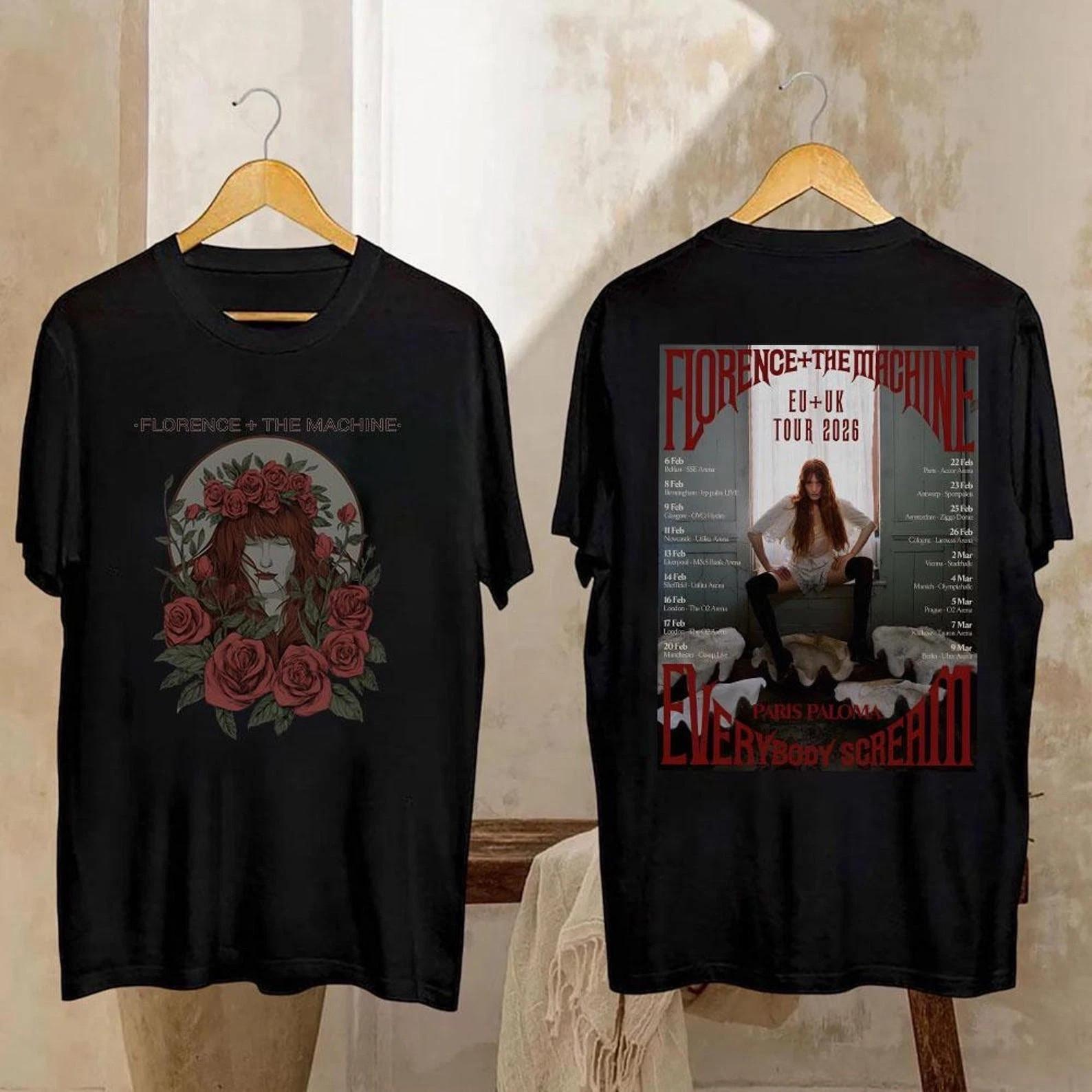 2 Sides NEW Florence And The Machine Band Tour Cotton Black T Shirt JU1040 XXXL