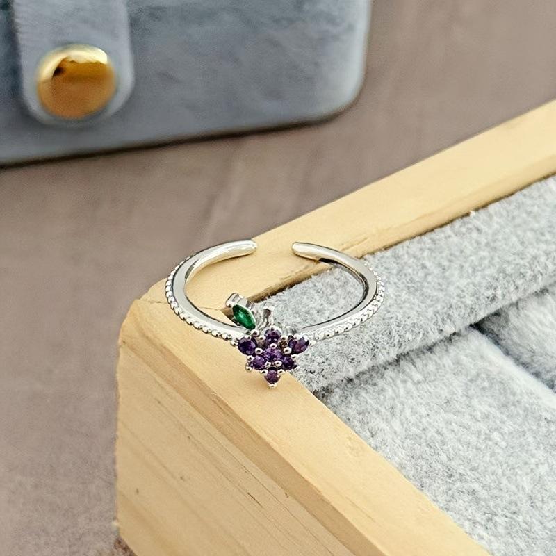 [Sweet Diamond Honey Talk] Girl'S Heart Sweet Pink Full Diamond Zir*****Pen Ring Butterfly Exquisite Premium Ring