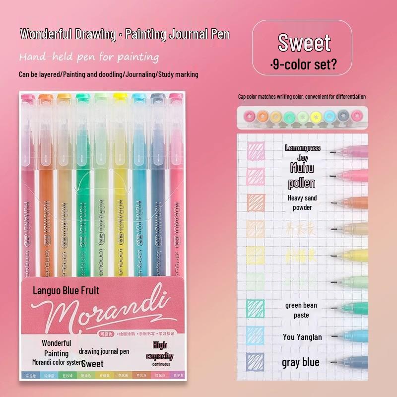 Blue Fruit Journal Pen Set: High-Capacity Neutral Pens for Drawing, Note-Taking, Highlighters, and Fine Tip Pens