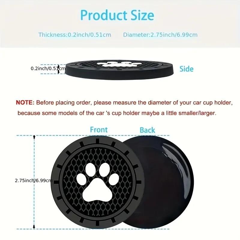 2Pcs/set Paw Silicone Car Coasters Universal Fit Anti-Slip Cup Holder Protection Durable Easy to Clean Car Interior Accessories Cup Holders 5