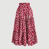 Printed Pocket Spliced Elastic Waist Midi Skirt Women Elegant Commuter Style