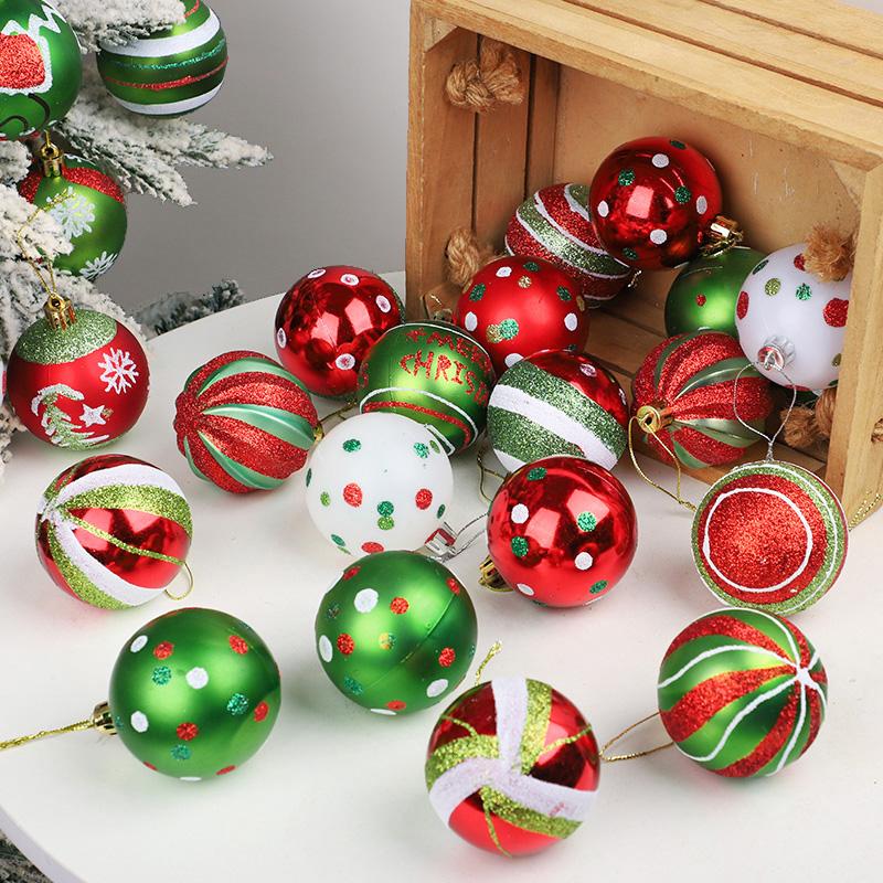 6 Stück/Karton 6 cm Weihnachtskugeln Grün Rot Weihnachtsbaum Hängeanhänger Ornament 2026 Neujahrsfest Party Heimdekoration DIY Geschenk