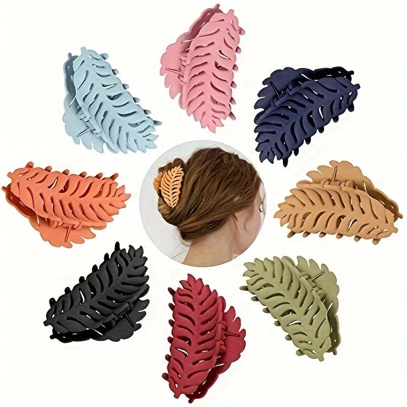 Autumn Leaf Shape Hair Clips Large Hair Claws Solid Frosted Large Hair Clip Girls Versatile Hair Accessories Hair Clip for Women