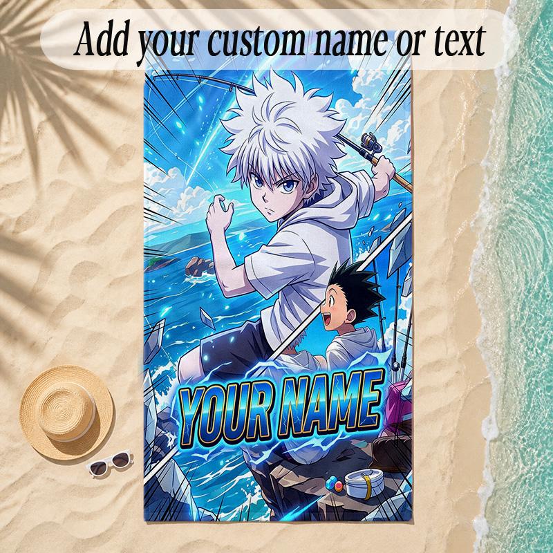 Beach TowelHunter × Hunter Custom Name Text Personalized Soft Towel for Beach Pool Indoor Home Decor Gift