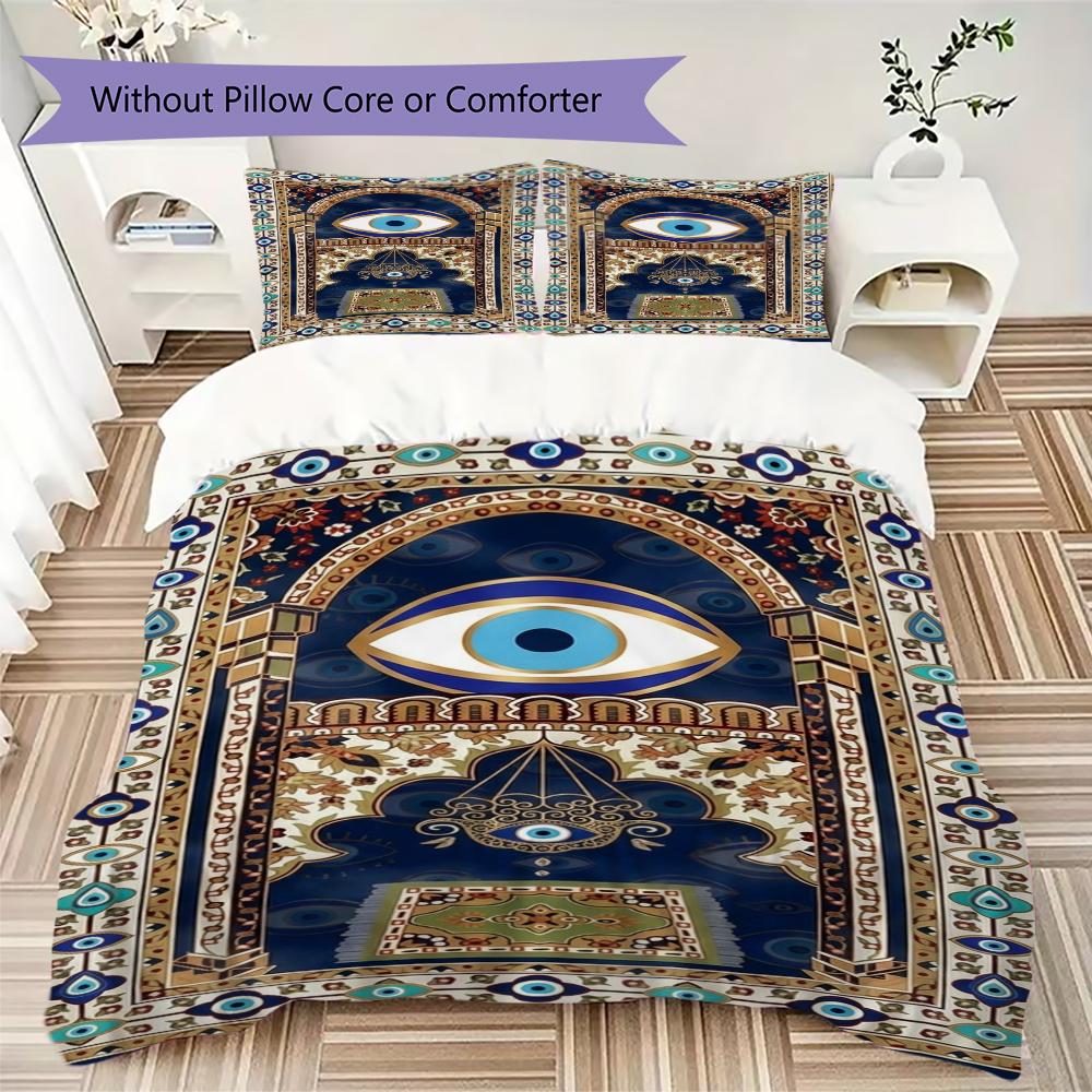 Evil Eye Pattern Bedding uilt Set uilt Cover Pillowcase Home Decoration Birthday Gift (1 * duvet cover + 2 * pillowcase without core)166