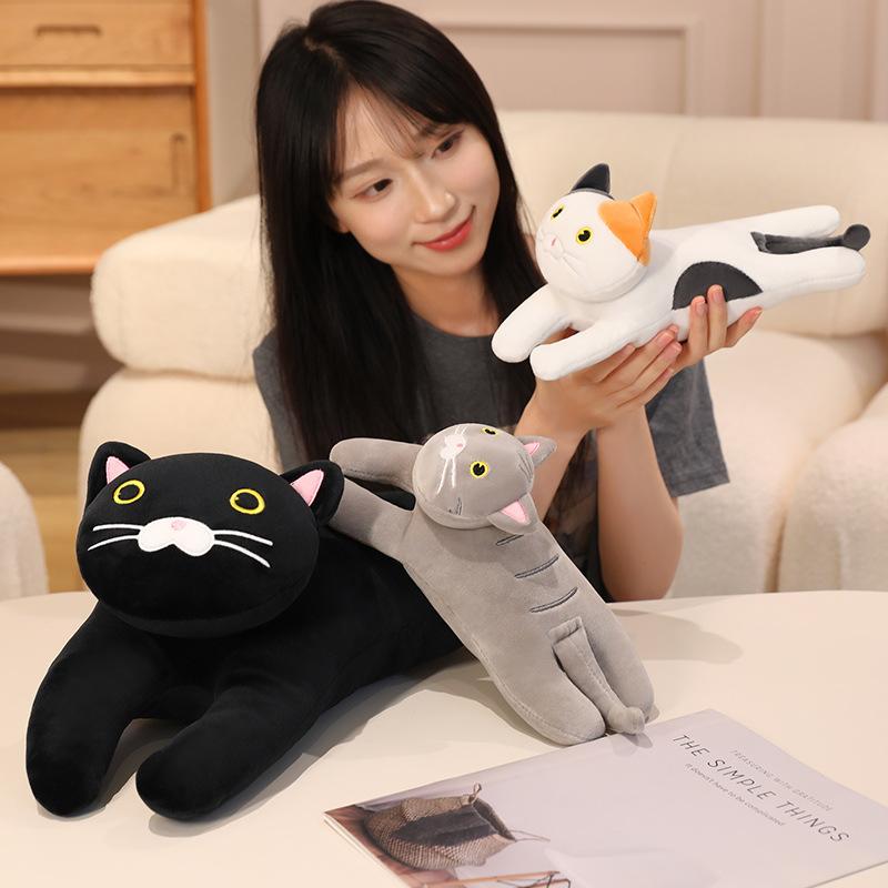 Cute Cat Doll Plush Toy Black Kitten Doll Children Soothing Rag Doll Birthday Gift