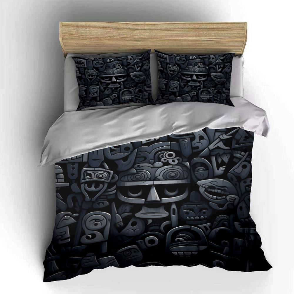 Tribal Mask Set For Decoration Kid'S And Adults' Bedroom Decor, Exquisite Three-Piece Bedding Set Gift