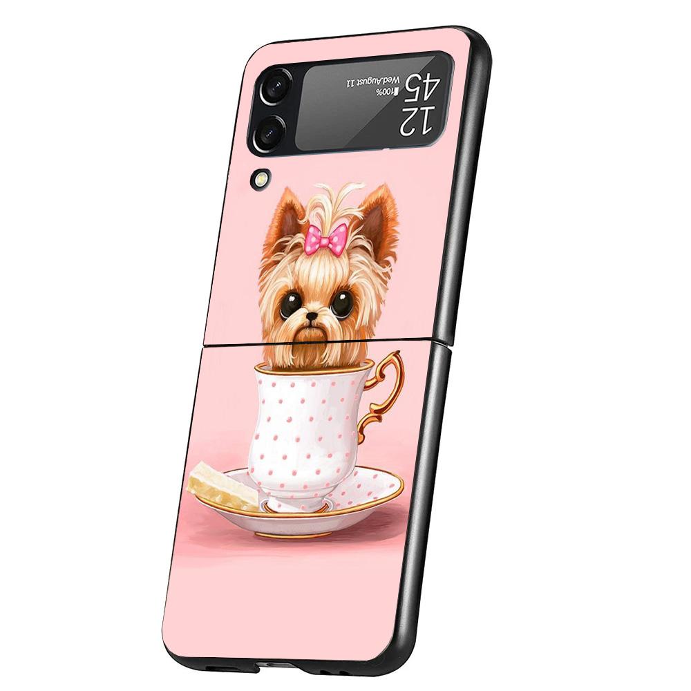 Yorkshire Terrier Hund Welpe Hülle Handyhülle Für Samsung Galaxy Z Flip 7 6 5 4 3 5G Flip7 Flip6 Flip5 Flip4 Flip3 Schwarz Fundas S
