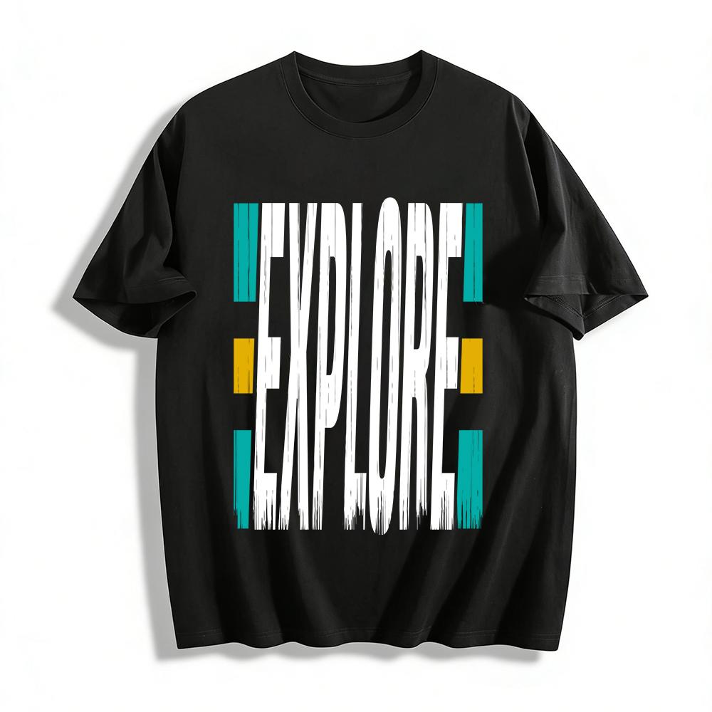Color Block Brush Stroke Stripe Casual T-Shirt Pure cotton T-shirt XXS