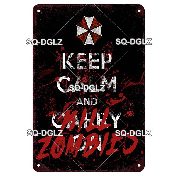 Zombie Dog Metal Sign Vintage Warning Plaque Wall Decor Man Cave Gift
