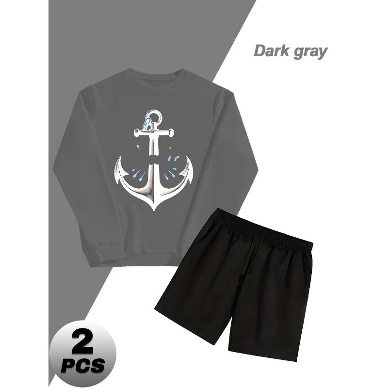 

Мужской полиэстеровый комплект: толстовка и эластичные шорты, легкий повседневный спортивный костюм XXL серый