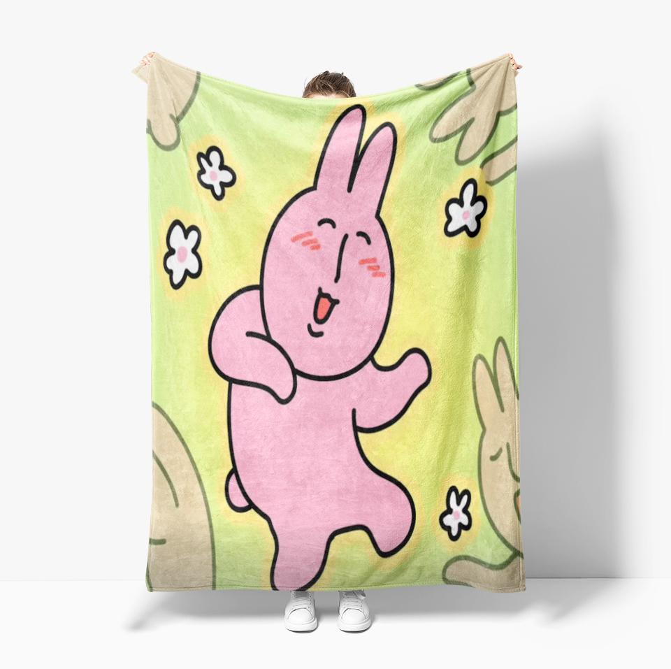 Cute Pink rabbit Series Blanket Cartoon Print Warm Flannel Soft Comfortable Home Travel Bed Blanket Birthday Couple kids Gift