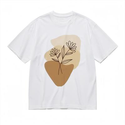 T-shirt Classica Comoda e Confortevole da Uomo con Fantasia Floreale Botanica Astratta
