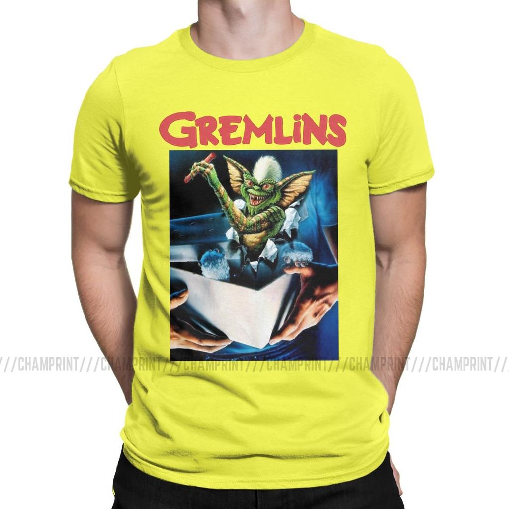 Gremlins Men S T Shirts Gizmo Monster Gremlin 80S Horror Christmas Movie Awesome Tees Round Neck