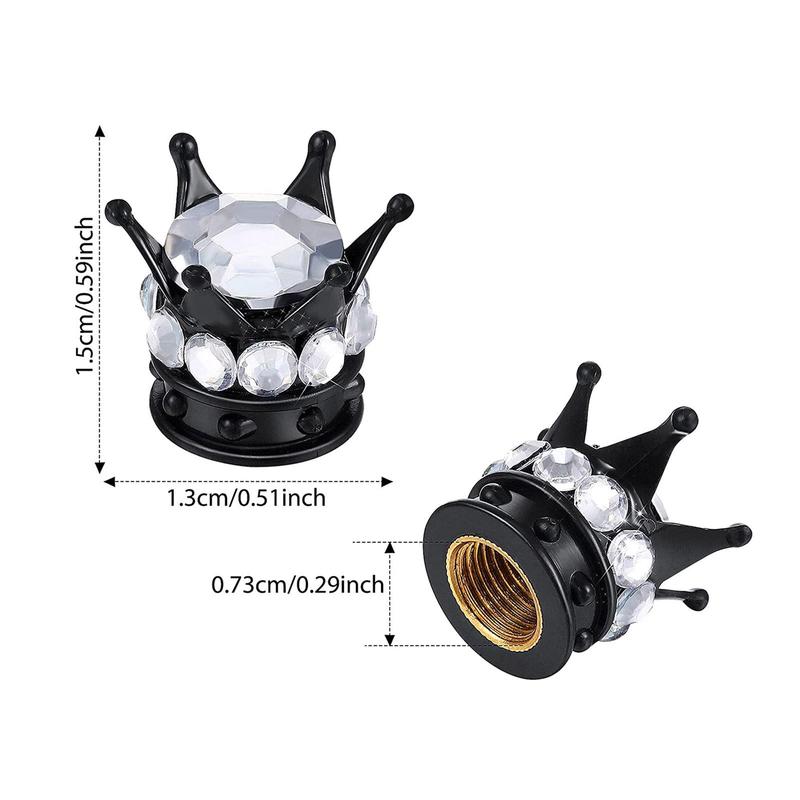 4 pezzi Coprivalvola per pneumatici a forma di corona con diamanti scintillanti Coprivalvola antipolvere per pneumatici per camion, auto, moto, bicicletta