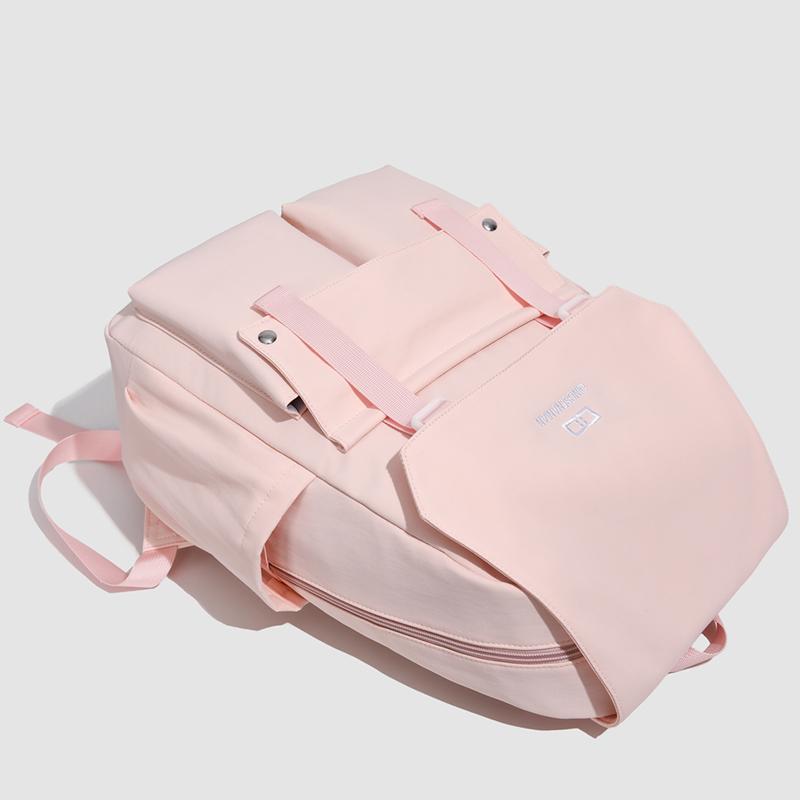 Preppy Einfarbiger Schulranzen Damen Rucksack mit großem Fassungsvermögen