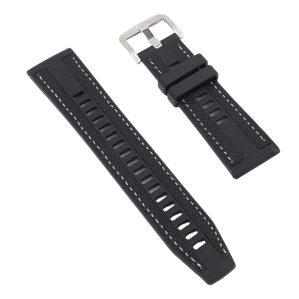Watch Strap Fit for GT3 Smart Watch Water Proof Rubber Band Replacement Lychee Pattern 22mm Black