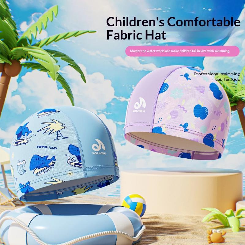Kinder Niedlicher Aufdruck Badekappe Weicher Atmungsaktiver Stoff Badekappe Für Kinder Jungen Mädchen Sommer Strand Pool Wasserpark