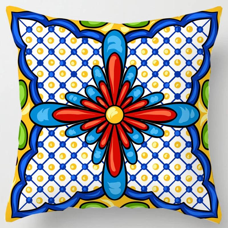 Colorful national floral antique porcelain print Pillowcase Comfortable sofa car Seat cushion cover Bohemian Hippie home decor
