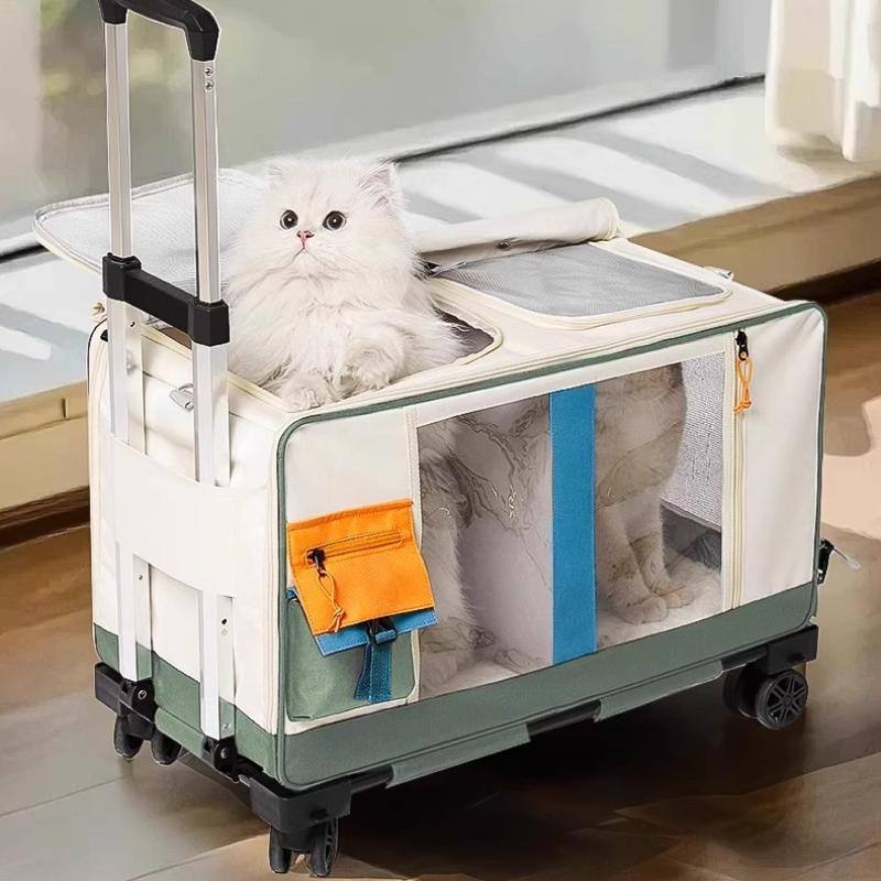 Good-looking Cat Carrier Backpack Multi-Pet Rolling Suitcase with Wheels Large Dog & Cat Travel Trolley Breathable Cats Carriers