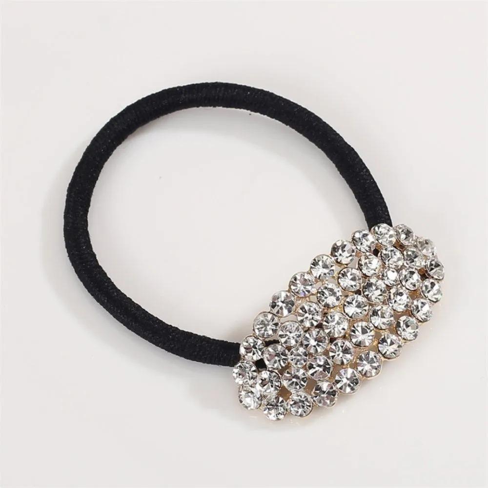 Angel Shushu Crystal Round Cubic Hair Tie White Black Hair Tie Mark-free Hair Tie Hair Clip