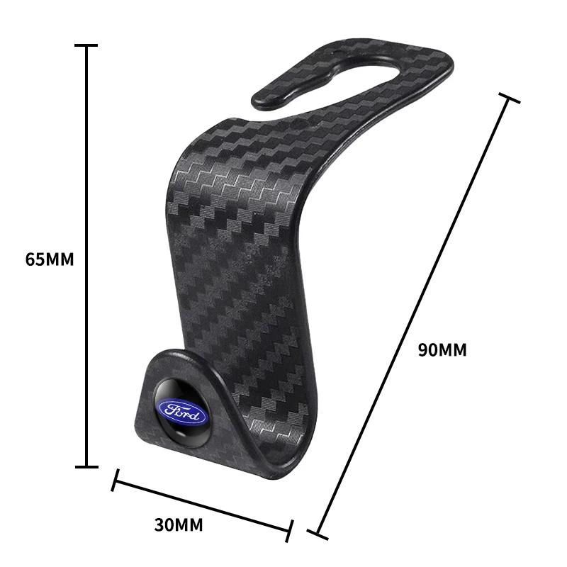 Carbon Fibre Hooks Car Seat Headrest Storage Hanger For Ford Raptor Fiesta Focus2 3 4 Mondeo Ecosport Mustang Fusion Accessories