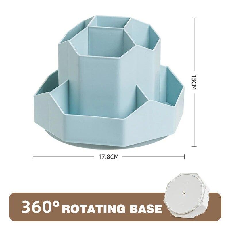 Cosmetic Organizer Box 360 Degree Rotating Makeup Brush Case Holder Lipstick Holder Eyebrow Pencil Storage Tube