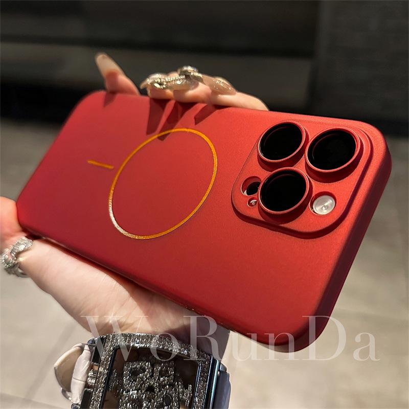 

Applicable To Apple 16promax Frosted Skin feeling Thin Circle Magnetic Suction IPhone 15 with Lens Film Premium Mobile Phone Case iPhone 16