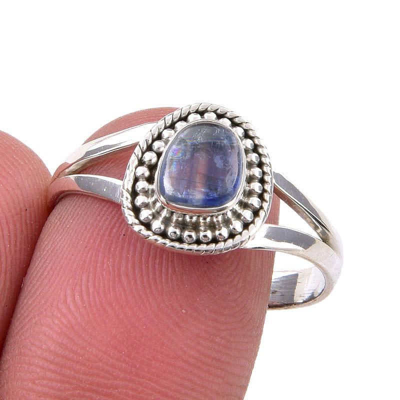

Natural Kyanite Gemstone Handmade 925 Sterling Silver Jewelry Ring Size 9.5 g1t97