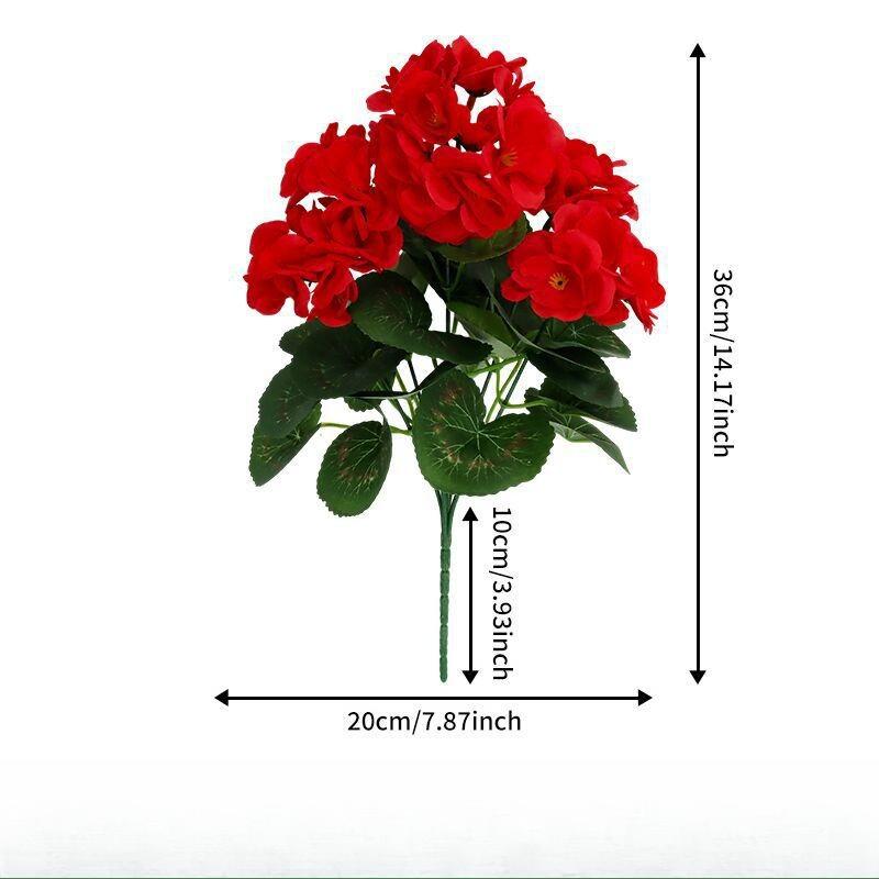 

10pcs Artificial Flowers Silk Crabapple Green Plant Hotel Decoration Fake Flower Simulation Orange Geranium Hydrangea Bouquet красный