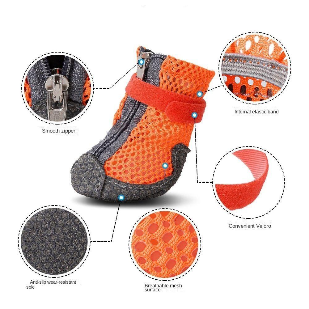 4Pcs Breathable Pet Dog Shoes Anti-slip Mesh Pet Shoe Cover Pet Supplies Dog Mesh Shoes Indoor