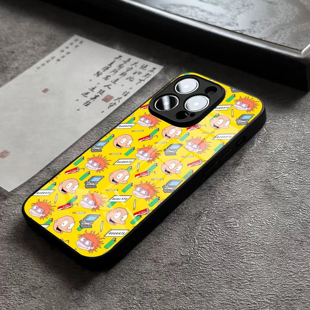 Phone Case For IPhone 17 Pro Max 14 Pro 15 12 11 13 Mini X XR XS 16 Plus SE Glass Cover Boy & Girl Rugrats Chuckie's