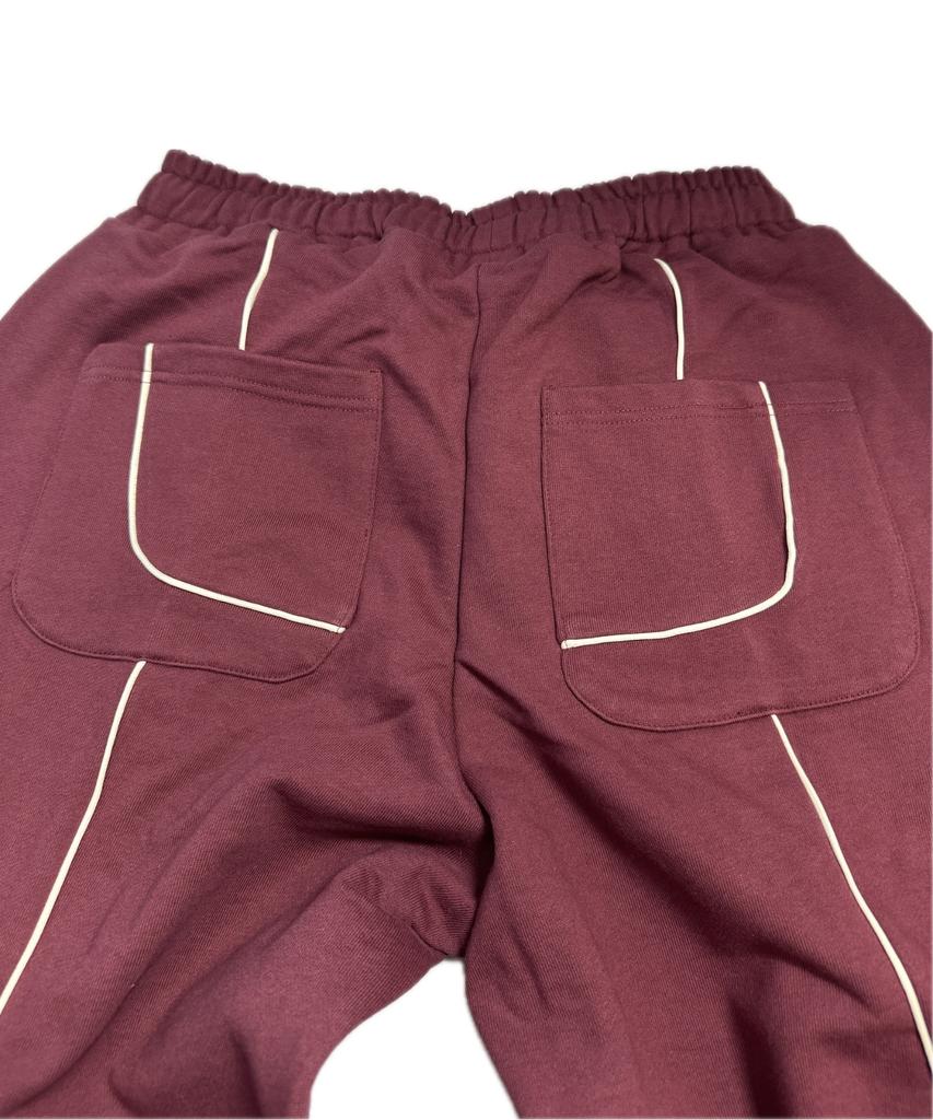 Aseuteleuwoldeu Symbol Logo Two-Tuck Cotton Track Pants (Burgundy)