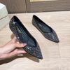 Pointed flat-soled single shoes women's 2025 summer new shallow mouth rhinestone temperament versatile soft surface height increase comfortable wom
