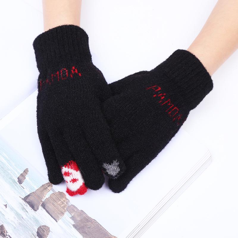 Gloves Female Winter Cute Cartoon New Plush Knitted Plush Student Thermal Gloves