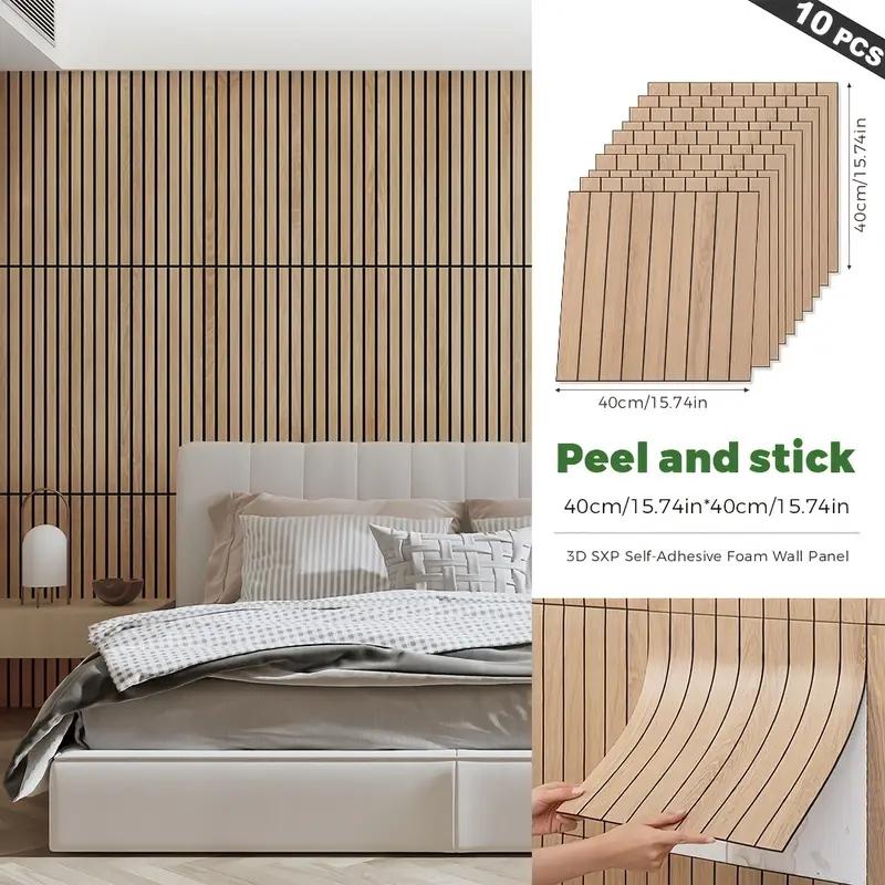 

3D Самоклеящиеся виниловые полосы, 15,75x15,75 дюйма Утолщенная сетчатая панель, Прямая стыковка формы и полосатая наклейка на стену для всех интерьеров 40cm x 40cm x 10pcs