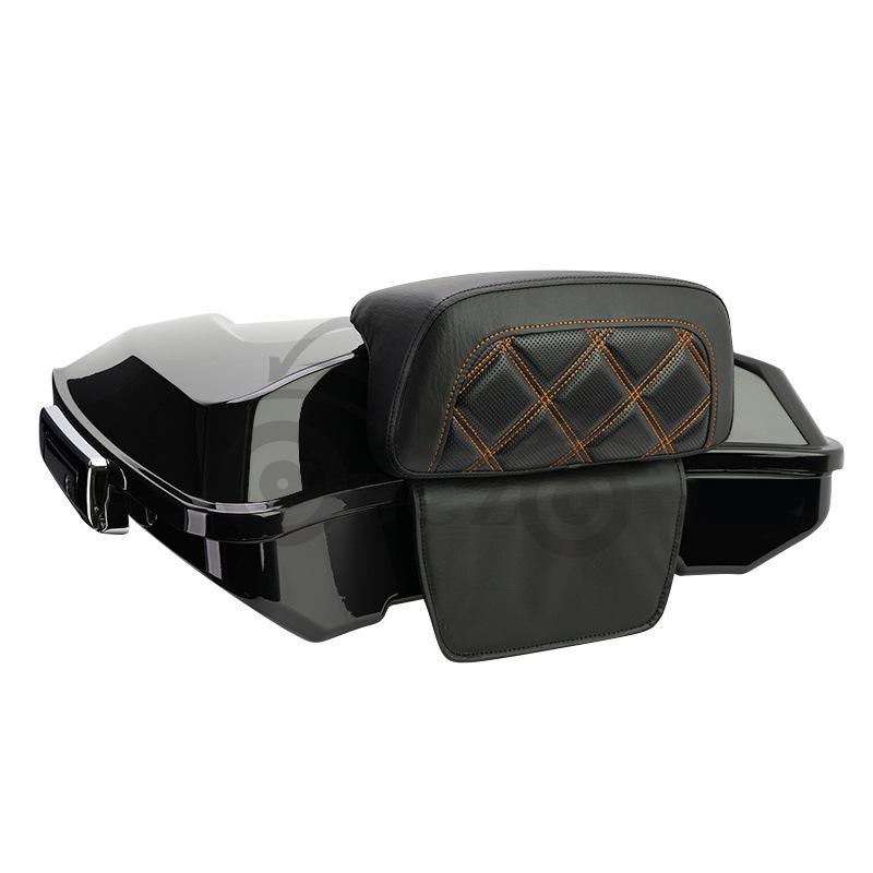 Juego Universal de Caja Trasera Negra con Almohadilla para Respaldo Trasero para Motos Harley, Crucero y Prince