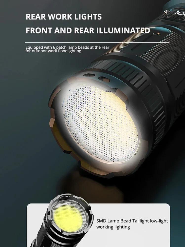 10000M LED Flashlight USB C Rechargeable 8000W Flash Light 9900000000LM Power Flashlights Zoom Tactical Lantern 20000mah battery