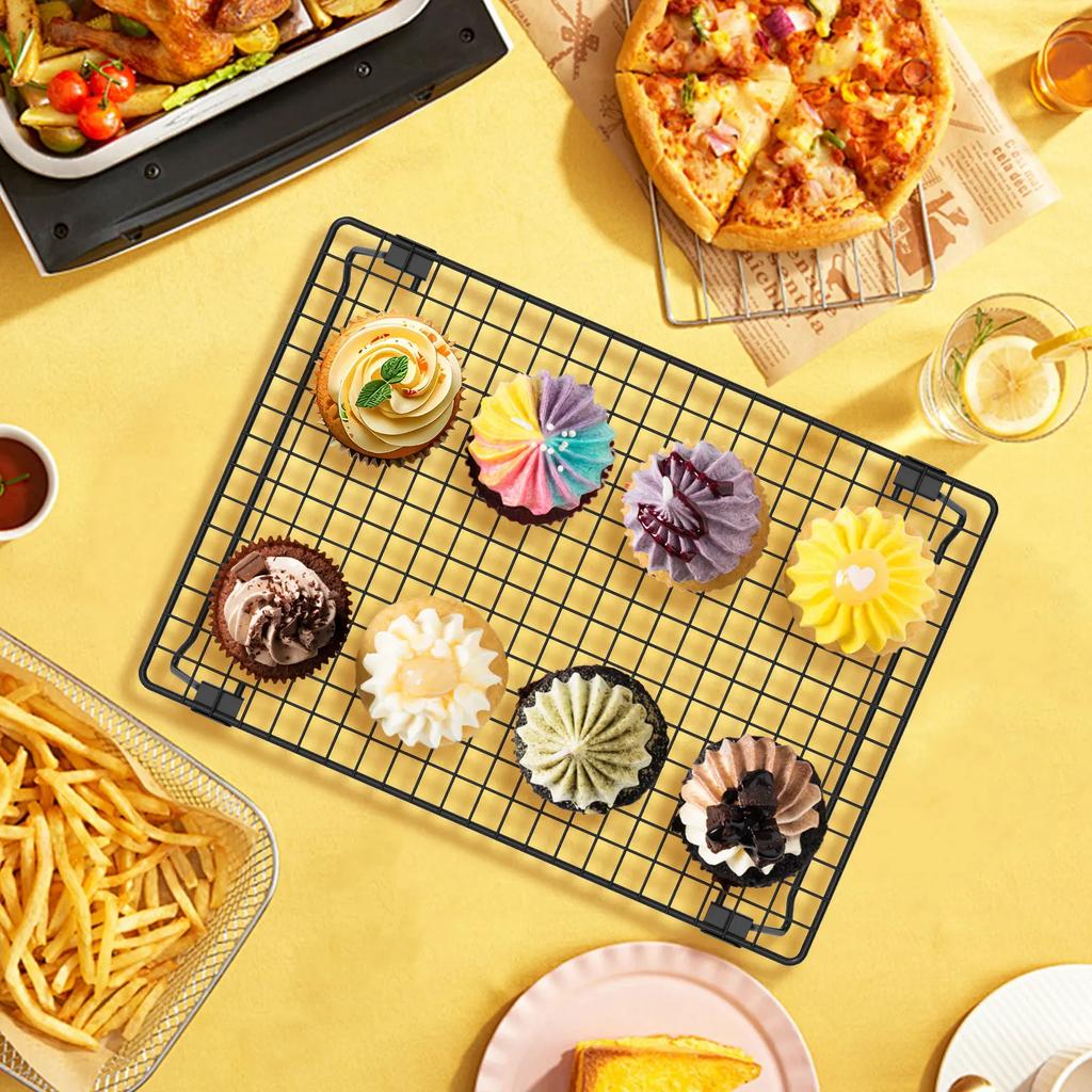 2Pcs Cooling Rack with Collapsible Legs BBQ Bread Cake Cooling Rack Drip Dry Rack Grid Baking Pan Household Kitchen Baking Tools