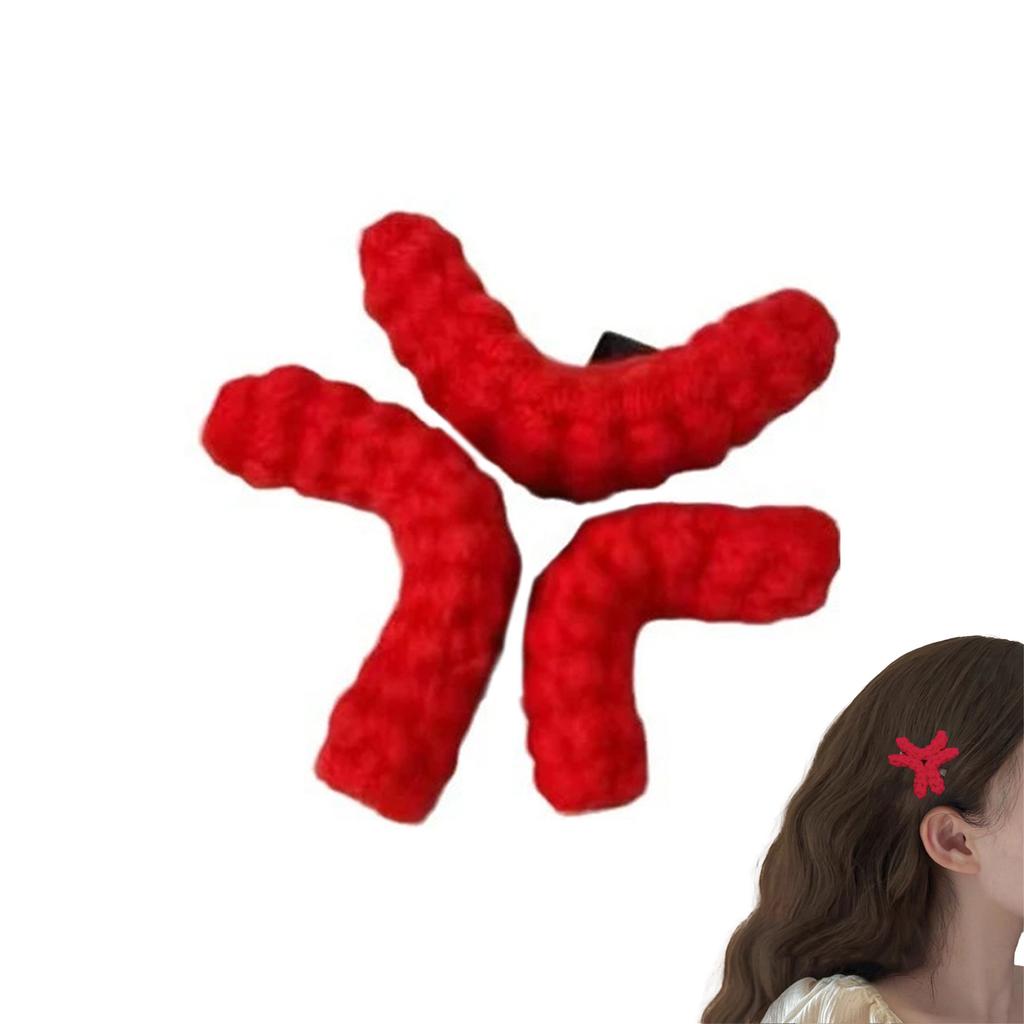 Crochet Side Hair Clips with Duckbill Clamp Angry Shape Boho Hairpins for Women Girls Handmade Yarn Hair Accessories