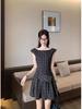 Women's Summer Sweet & Spicy Plaid A-Line Dress: Waist-Cinching, Pleated, Retro Style