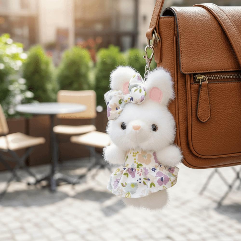 Cartoon Flower Skirt Bunny Pendant 12CM Rabbit Doll Pendant Fashion Backpack Bunny Charm  Gifts